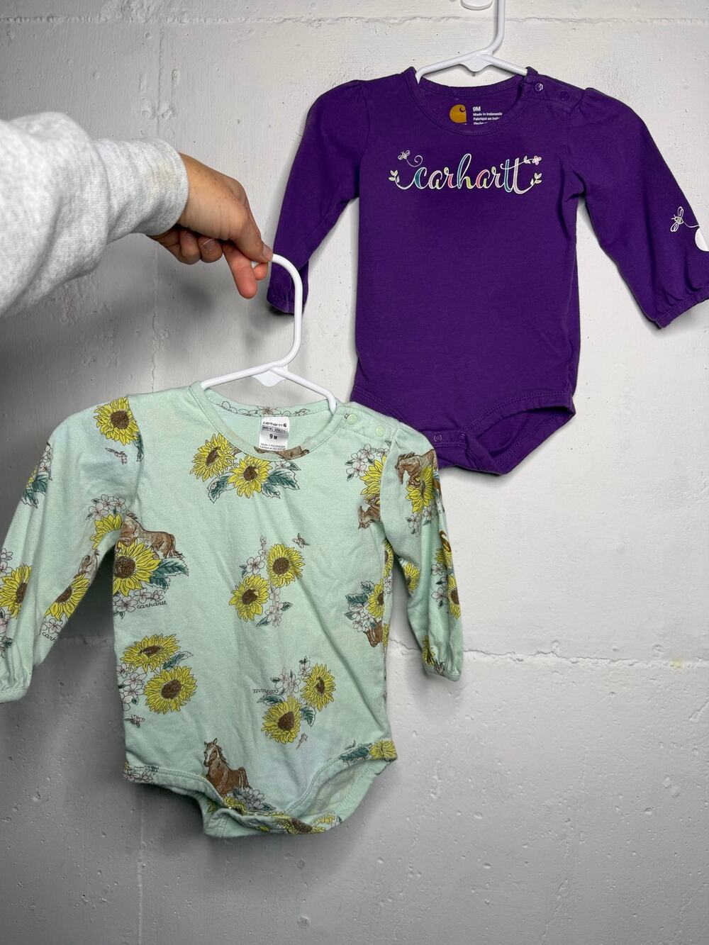 Carhartt Girls 9 Months One Piece Purple Green Sunflowers
